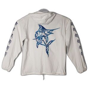 Aruba White Cotton Hooded Jacket Womens Size Medium